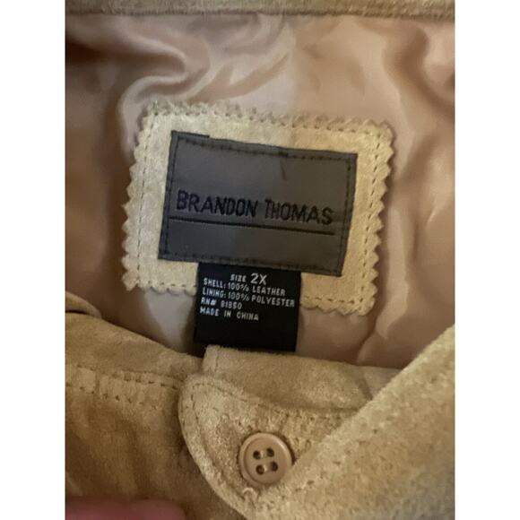 VTG Brandon Thomas Suede Leather Jacket Long Sleeve Button Up Tan Beige 2XL - Picture 2 of 4
